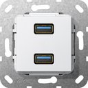 Gira System55 568503 Розетка USB (2хUSB, под рамку, скрытая установка, белая глянцевая)