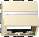 Gira System55 087001 Крышка розетки с опорной пластиной (RJ45+RJ11, надпись, кремовая глянцевая)