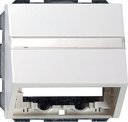 Gira System55 087003 Крышка розетки с опорной пластиной (RJ45+RJ11, надпись, белая глянцевая)
