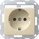 Gira System55 045701 Розетка с заземляющим контактом (16 А, под рамку, надпись, скрытая установка, кремовая глянцевая)