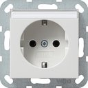 Gira System55 045703 Розетка с заземляющим контактом (16 А, под рамку, надпись, скрытая установка, белая глянцевая)