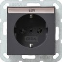 Gira System55 045728 Розетка с заземляющим контактом (16 А, под рамку, надпись, скрытая установка, антрацит)