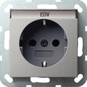 Gira System55 0457600 Розетка с заземляющим контактом (16 А, под рамку, надпись, скрытая установка, сталь)