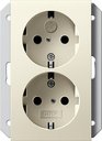 Gira System55 273101 Розетка двойная с заземляющим контактом (16 А, под рамку, шторки, скрытая установка, кремовая глянцевая)
