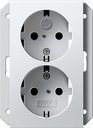 Gira System55 273103 Розетка двойная с заземляющим контактом (16 А, под рамку, шторки, скрытая установка, белая глянцевая)