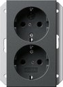 Gira System55 273128 Розетка двойная с заземляющим контактом (16 А, под рамку, шторки, скрытая установка, антрацит)