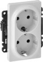 Legrand Valena Life 753127 Розетка двойная с заземляющим контактом (16 А, под рамку, скрытая установка, безвинтовые зажимы, белая)