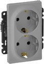Legrand Valena Life 753327 Розетка двойная с заземляющим контактом (16 А, под рамку, скрытая установка, безвинтовые зажимы, алюминий)