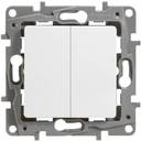 Legrand Etika 672202 Выключатель двухклавишный (10 А, под рамку, скрытая установка, белый)