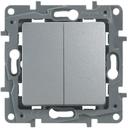 Legrand Etika 672402 Выключатель двухклавишный (10 А, под рамку, скрытая установка, алюминий)