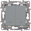 Legrand Etika 672404 Выключатель двухклавишный (10 А, под рамку, подсветка, скрытая установка, алюминий)
