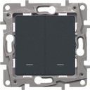 Legrand Etika 672604 Выключатель двухклавишный (10 А, под рамку, подсветка, скрытая установка, антрацит)