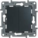 Legrand Etika 672612 Переключатель двухклавишный (10 А, под рамку, скрытая установка, антрацит)