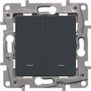 Legrand Etika 672616 Переключатель двухклавишный (10 А, под рамку, подсветка, скрытая установка, антрацит)