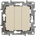 Legrand Etika 672313 Выключатель трехклавишный (10 А, под рамку, скрытая установка, слоновая кость)