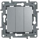 Legrand Etika 672413 Выключатель трехклавишный (10 А, под рамку, скрытая установка, алюминий)