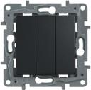 Legrand Etika 672613 Выключатель трехклавишный (10 А, под рамку, скрытая установка, антрацит)
