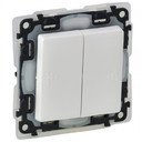 Legrand Valena Life 752158 Переключатель двухклавишный (10 А, IP44, под рамку, с/у, белый)