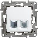 Legrand Etika 672252 Розетка комбинированная (RJ11+RJ45, cat.5e, UTP, под рамку, скрытая установка, белая)