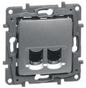 Legrand Etika 672455 Розетка компьютерная (2xRJ45, cat.5e, UTP, под рамку, скрытая установка, алюминий)
