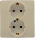 Legrand Etika 672323 Розетка двойная с заземляющим контактом (16 А, в сборе, скрытая установка, слоновая кость)