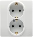 Legrand Etika 672233 Розетка двойная с заземляющим контактом (16 А, в сборе, шторки, скрытая установка, белая)