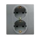 Legrand Etika 672433 Розетка двойная с заземляющим контактом (16 А, в сборе, шторки, скрытая установка, алюминий)