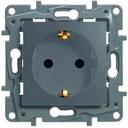 Legrand Etika 672431 Розетка с заземляющим контактом (16 А, безвинт. зажимы, под рамку, шторки, скрытая установка, алюминий)