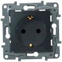 Legrand Etika 672631 Розетка с заземляющим контактом (16 А, безвинт. зажимы, под рамку, шторки, скрытая установка, антрацит)
