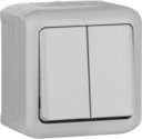Legrand Quteo 782331 Переключатель двухклавишный (10 А, в сборе, открытая установка, IP44, серый)