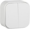 Legrand Quteo 782206 Переключатель двухклавишный (10 А, с возм. подсветки, в сборе, открытая установка, IP20, белый)