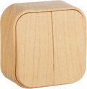 Legrand Quteo 782266 Переключатель двухклавишный (10 А, с возм. подсветки, в сборе, открытая установка, IP20, дерево)