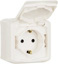 Legrand Quteo 782321 Розетка с заземляющим контактом, шторками и крышкой (16 А, в сборе, открытая установка, IP44, белая)
