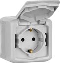 Legrand Quteo 782351 Розетка с заземляющим контактом, шторками и крышкой (16 А, в сборе, открытая установка, IP44, серая)