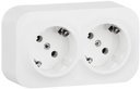 Legrand Quteo 782213 Розетка двойная с заземляющим контактом (16 А, в сборе, открытая установка, белая)