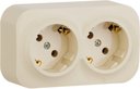 Legrand Quteo 782243 Розетка двойная с заземляющим контактом (16 А, в сборе, открытая установка, слоновая кость)