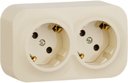 Legrand Quteo 782253 Розетка двойная с заземляющим контактом и шторками (16 А, в сборе, открытая установка, слоновая кость)