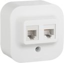 Legrand Quteo 782221 Розетка комбинированная (RJ45+RJ11, cat.5e, UTP, в сборе, открытая установка, белая)