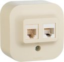 Legrand Quteo 782251 Розетка комбинированная (RJ45+RJ11, cat.5e, UTP, в сборе, открытая установка, слоновая кость)
