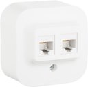 Legrand Quteo 782228 Розетка компьютерная двойная (2xRJ45, cat.5e, в сборе, открытая установка, белая)