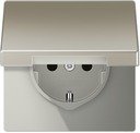 Jung LS metal ES2520KLKI Розетка с заземляющим контактом и шторками (16 А, под рамку, крышка, скрытая установка, сталь)