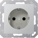 Jung A500 A520KIAL Розетка с заземляющим контактом и шторками (16 А, под рамку, скрытая установка, алюминий)