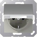 Jung A1520BFKLAL Розетка с заземляющим контактом (16 А, под рамку, ударопрочная, крышка, скрытая установка, алюминий)