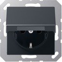 Jung A1520BFKLANM Розетка с заземляющим контактом (16 А, под рамку, ударопрочная, крышка, скрытая установка, матовый антрацит)