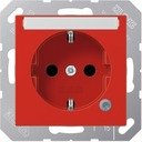 Jung A1520BFNAKORT Розетка с заземляющим контактом и шторками (16 А, под рамку, поле для надписи, скрытая установка, красный)