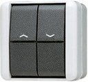 Jung WG800 809VW Выключатель двухклавишный балансирный для жалюзи (10 А, в сборе, открытая установка, серый)