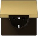 Jung LS metal ME1520KIKLC Розетка с заземляющим контактом и шторками (16 А, под рамку, крышка, скрытая установка, латунь)