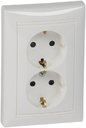 Legrand DIY Valena 694282 Розетка двойная с заземляющим контактом (16 А, в сборе, скрытая установка, шторки, белый)