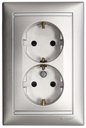 Legrand Valena 770100 Розетка двойная с заземляющим контактом (16 А, в сборе, скрытая установка, алюминий)