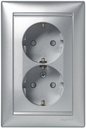 Legrand Valena 770127 Розетка двойная с заземляющим контактом (16 А, в сборе, винт. зажимы, скрытая установка, шторки, алюминий)
